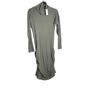 Anthropologie NEW! Monday Tuesday Wednesday Mock Turtleneck Green Ruched Dress
